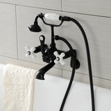 Aqua Vintage Three-Handle 2-Hole Tub Wall Mount Clawfoot Tub Faucet with Hand Shower