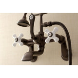 Aqua Vintage Three-Handle 2-Hole Tub Wall Mount Clawfoot Tub Faucet with Hand Shower