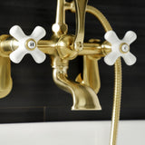 Aqua Vintage Three-Handle 2-Hole Tub Wall Mount Clawfoot Tub Faucet with Hand Shower