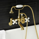 Aqua Vintage Three-Handle 2-Hole Tub Wall Mount Clawfoot Tub Faucet with Hand Shower