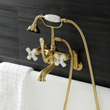 Aqua Vintage Three-Handle 2-Hole Tub Wall Mount Clawfoot Tub Faucet with Hand Shower