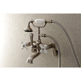 Aqua Vintage Three-Handle 2-Hole Tub Wall Mount Clawfoot Tub Faucet with Hand Shower