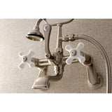 Aqua Vintage Three-Handle 2-Hole Tub Wall Mount Clawfoot Tub Faucet with Hand Shower