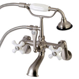 Aqua Vintage Three-Handle 2-Hole Tub Wall Mount Clawfoot Tub Faucet with Hand Shower