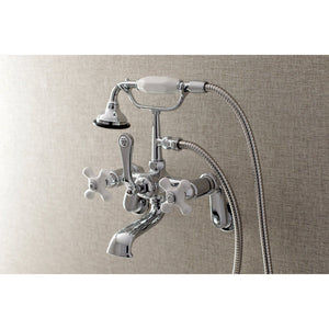 Aqua Vintage Three-Handle 2-Hole Tub Wall Mount Clawfoot Tub Faucet with Hand Shower