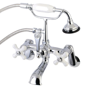 Aqua Vintage Three-Handle 2-Hole Tub Wall Mount Clawfoot Tub Faucet with Hand Shower