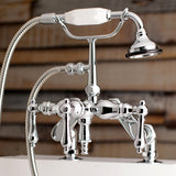 Vintage Three-Handle 2-Hole Deck Mount Clawfoot Tub Faucet with Hand Shower