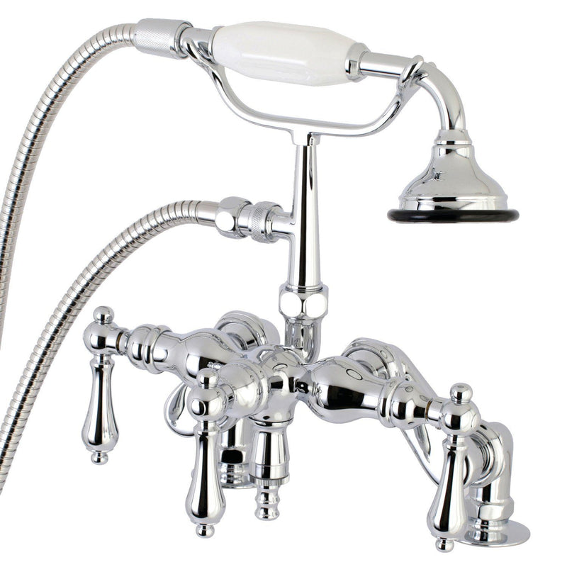 Vintage Three-Handle 2-Hole Deck-Mount Clawfoot Tub Faucet with Hand Shower