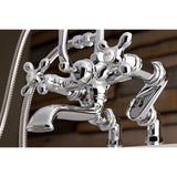 Vintage Three-Handle 2-Hole Deck Mount Clawfoot Tub Faucet with Hand Shower