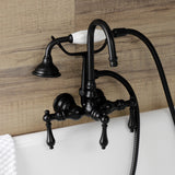 Aqua Vintage Three-Handle 2-Hole Tub Wall Mount Clawfoot Tub Faucet with Hand Shower