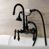 Aqua Vintage Three-Handle 2-Hole Tub Wall Mount Clawfoot Tub Faucet with Hand Shower