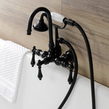 Aqua Vintage Three-Handle 2-Hole Tub Wall Mount Clawfoot Tub Faucet with Hand Shower