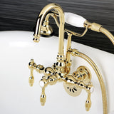 Tudor Three-Handle 2-Hole Tub Wall Mount Clawfoot Tub Faucet with Hand Shower