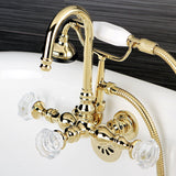 Celebrity Three-Handle 2-Hole Tub Wall Mount Clawfoot Tub Faucet with Hand Shower