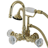Celebrity Three-Handle 2-Hole Tub Wall Mount Clawfoot Tub Faucet with Hand Shower