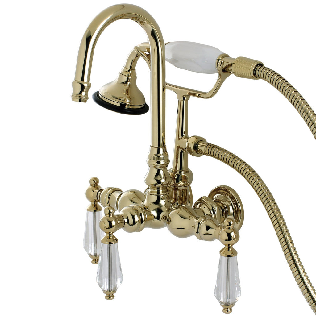 Wilshire Three-Handle 2-Hole Tub Wall Mount Clawfoot Tub Faucet with Hand Shower