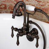 Aqua Vintage Three-Handle 2-Hole Tub Wall Mount Clawfoot Tub Faucet with Hand Shower