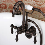 Heirloom Three-Handle 2-Hole Tub Wall Mount Clawfoot Tub Faucet with Hand Shower
