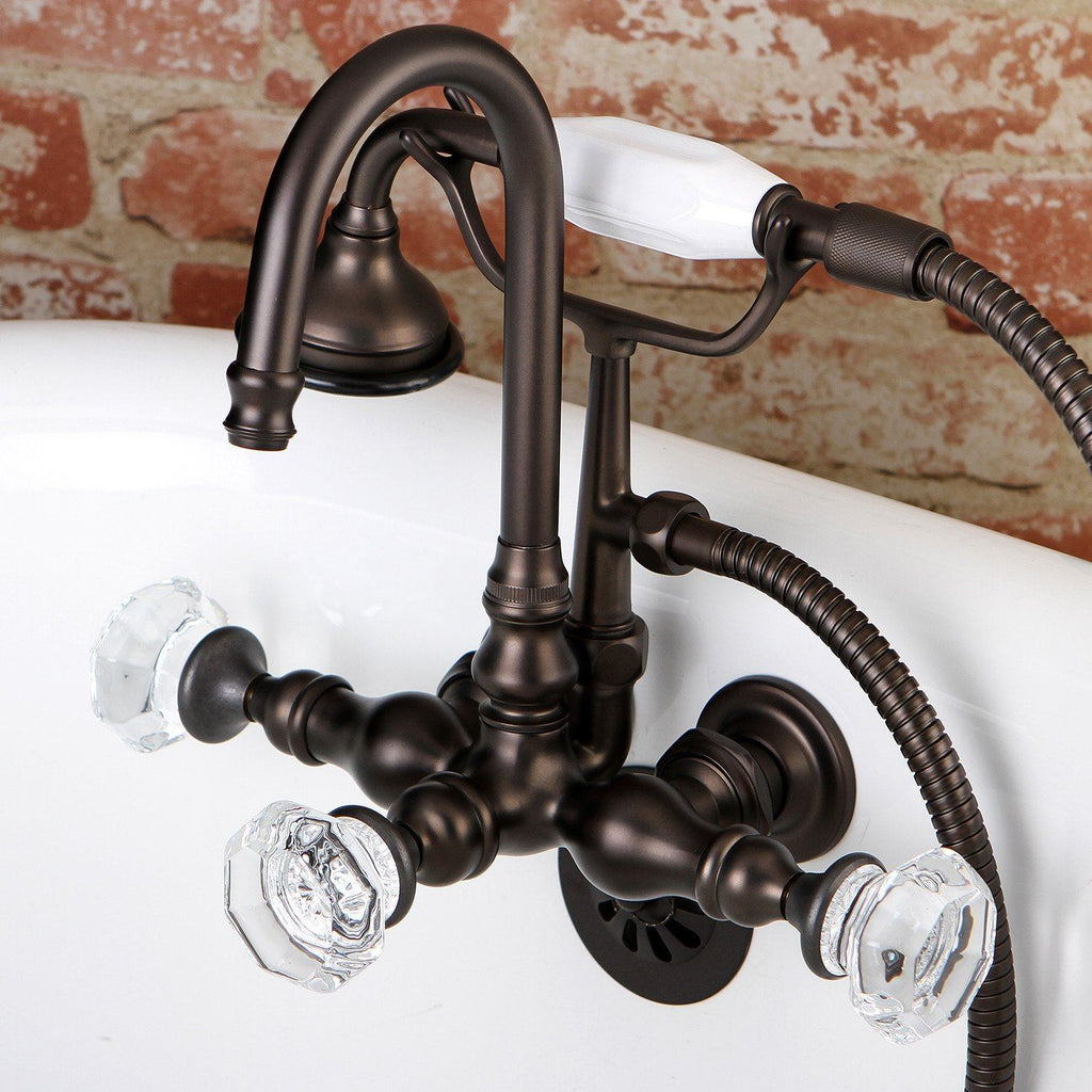 Celebrity Three-Handle 2-Hole Tub Wall Mount Clawfoot Tub Faucet with Hand Shower