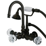 Celebrity Three-Handle 2-Hole Tub Wall Mount Clawfoot Tub Faucet with Hand Shower