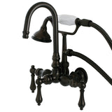 Aqua Vintage Three-Handle 2-Hole Tub Wall Mount Clawfoot Tub Faucet with Hand Shower