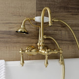 Aqua Vintage Three-Handle 2-Hole Tub Wall Mount Clawfoot Tub Faucet with Hand Shower