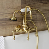 Aqua Vintage Three-Handle 2-Hole Tub Wall Mount Clawfoot Tub Faucet with Hand Shower