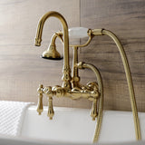 Aqua Vintage Three-Handle 2-Hole Tub Wall Mount Clawfoot Tub Faucet with Hand Shower