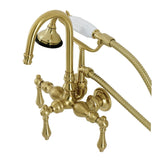 Aqua Vintage Three-Handle 2-Hole Tub Wall Mount Clawfoot Tub Faucet with Hand Shower