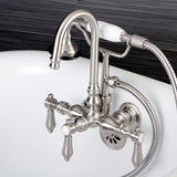 Heirloom Three-Handle 2-Hole Tub Wall Mount Clawfoot Tub Faucet with Hand Shower