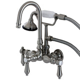 Heirloom Three-Handle 2-Hole Tub Wall Mount Clawfoot Tub Faucet with Hand Shower