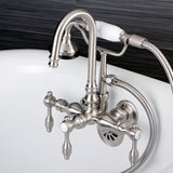 Tudor Three-Handle 2-Hole Tub Wall Mount Clawfoot Tub Faucet with Hand Shower