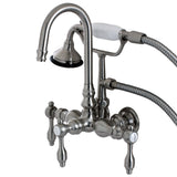 Tudor Three-Handle 2-Hole Tub Wall Mount Clawfoot Tub Faucet with Hand Shower