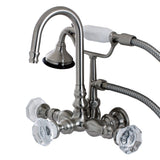 Celebrity Three-Handle 2-Hole Tub Wall Mount Clawfoot Tub Faucet with Hand Shower