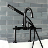 Kaiser Three-Handle 2-Hole Deck Mount Clawfoot Tub Faucet with Hand Shower