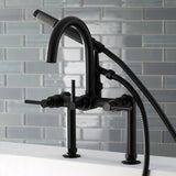 Concord Three-Handle 2-Hole Deck Mount Clawfoot Tub Faucet with Hand Shower