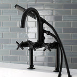 Concord Three-Handle 2-Hole Deck Mount Clawfoot Tub Faucet with Hand Shower