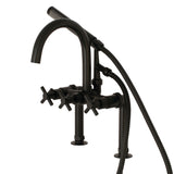 Concord Three-Handle 2-Hole Deck Mount Clawfoot Tub Faucet with Hand Shower