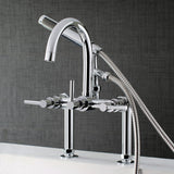 Concord Three-Handle 2-Hole Deck-Mount Clawfoot Tub Faucet with Hand Shower