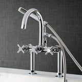 Concord Three-Handle 2-Hole Deck Mount Clawfoot Tub Faucet with Hand Shower