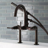 Concord Three-Handle 2-Hole Deck-Mount Clawfoot Tub Faucet with Hand Shower