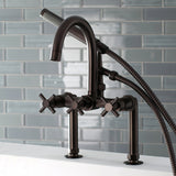 Concord Three-Handle 2-Hole Deck Mount Clawfoot Tub Faucet with Hand Shower