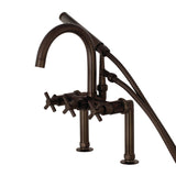 Concord Three-Handle 2-Hole Deck Mount Clawfoot Tub Faucet with Hand Shower