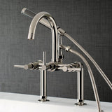 Concord Three-Handle 2-Hole Deck Mount Clawfoot Tub Faucet with Hand Shower