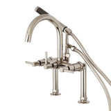 Concord Three-Handle 2-Hole Deck Mount Clawfoot Tub Faucet with Hand Shower