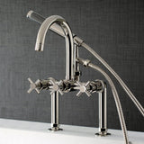 Concord Three-Handle 2-Hole Deck Mount Clawfoot Tub Faucet with Hand Shower