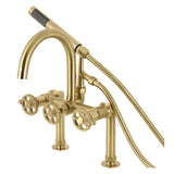 Fuller Three-Handle 2-Hole Deck Mount Clawfoot Tub Faucet with Hand Shower
