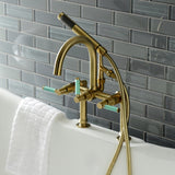 Kaiser Three-Handle 2-Hole Deck Mount Clawfoot Tub Faucet with Hand Shower