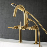Concord Three-Handle 2-Hole Deck-Mount Clawfoot Tub Faucet with Hand Shower