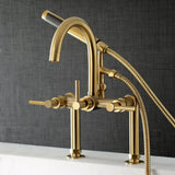 Concord Three-Handle 2-Hole Deck Mount Clawfoot Tub Faucet with Hand Shower